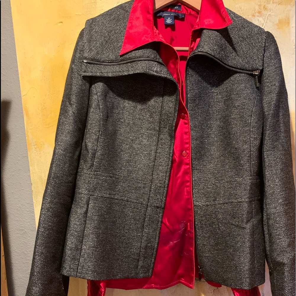 Anne Klein Oversized, Cowl Neck with Zipper Blazer.